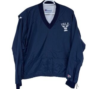 Vintage 80s 90s Yale Windbreaker Pullover Medium Navy Blue Ivy League Boathouse